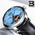 Binger 10009 Business Retro Leather Wristwatch Men Automatic Mechanical Watch Tourbillon Sport Casual Relojes Hombre